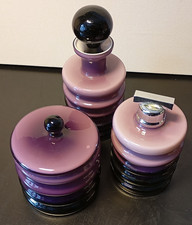 Vintage Friedrich Kristall 70er Jahre Mid Century Bad Accessoires 3tlg. Set lila