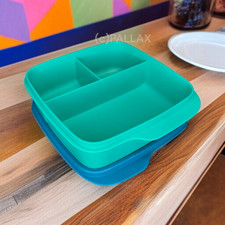 TUPPERWARE KLEINE PAUSEN-BOX 550 ML GRÜN TÜRKIS BROTDOSE MIT EINTEILUNG