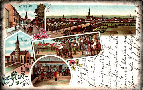 Litho gruss aus lucka gasthaus - aus,