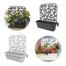 2x Balkonkasten mit Spalier Blumen Kasten 60 Rattan Balkon Geländer Halterung 