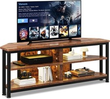 LED Eck TV Stand Schrank bis 55" Fernseher Industrial Vintage Regale