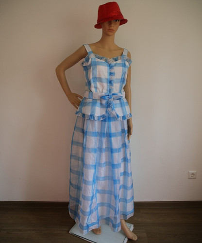 70er jahre kleid blaue maxi - 70er,