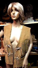 Wild leder weste - s,