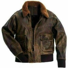 Aviator G-1 A-2 Fliegerjacke Distressed Brown Echt Bomber Lederjacke