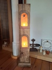 Altholz Balkenlampe Unikat Rustikal Balken Vintage Eichenbalken Windlicht Stele 