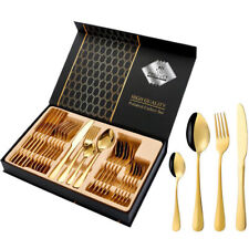 Besteck Gold Besteck Set 6 Personen Besteck 24-teilig Edelstahl mit Geschenkbox