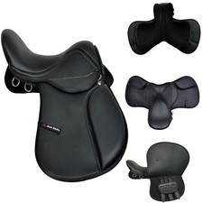 ALLGEMEINZWECK SYNTHETISCHER HALFLINGER PFERDESATTEL, MITTLERE BREITE PASSFORM EINFACH SCHWARZ
