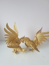 2 KÄMPFENE HÜHNER    MESSING