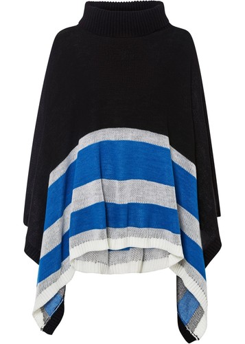Poncho wollweiß schiefergrau - wollweiß,