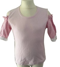 Carinthia Tracht T-Shirt Trachten 134 Rosa Puffärmel Häkelspitze Dirndlbluse