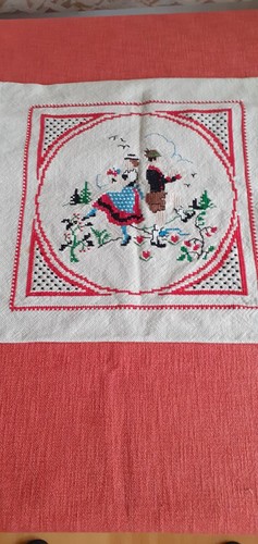 Vintage kissenbezug kreuzstich - vintage,