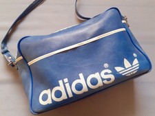 VINTAGE 80er 80s ADIDAS Sporttasche BAG Schultertasche Tasche Blau Kunstleder