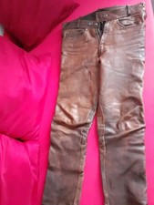 Lederhose Biker Braun Schnürhose 50 / XL