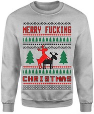Merry Fucking ugly christmas sweater Herren Pullover Pulli xmas Weihnachten 