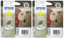 2 x Original Epson T0614 Teddybär gelb Stylus D68 D88 DX3800 DX3850 DX4200 o.V.