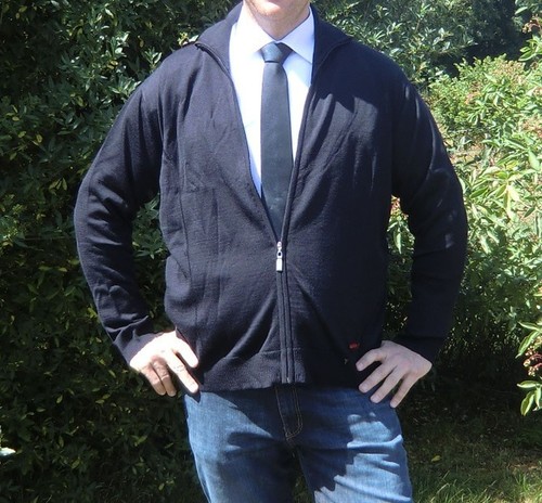 Herren strickjacke dark navy - strickjacke,