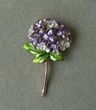 Hortensien Brosche Gold Glitzersteine Blume Blüten Floral Elegant Blumen Garten