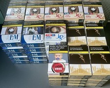 65 leere Zigarettenschachteln JPS, Marlboro, L&M Schachtelkranz Geburtstag