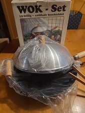 Wok Set 10 Teilig Neu mit Deckel Wok Set Aluminium Deckel