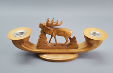 Kerzenhalter Hirsch Holz Leuchter 29,5 x 7 cm H= 14 cm Erzgebirge Handarbeit