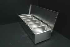 Aufsatzbord mit 6 Behälter u. Deckel 45,5x15cm Ständer Edelstahl Gastro