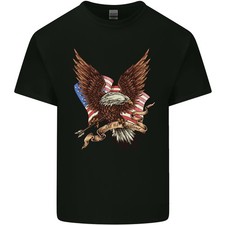 USA Adler Flagge Amerika Patriotisch 4. Juli Herren Leichtes Baumwoll T-Shirt