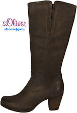 s.OLIVER Schuhe Stiefel Langschaft echt Leder braun high heel NEU