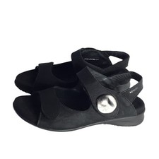 Mephisto Damen Sandalen Gr. 37 Schwarz Leder Klettverschluss