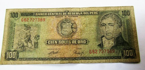 Peru 100 soles oro - peru, 1970