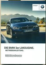 BMW 3er F30  2016 LIMOUSINE  BETRIEBSANLEITUNG BEDIENUNGSANLEITUNG HANDBUCH   