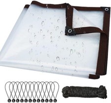 Wasserdichte Transparente Plane mit Ösen Schutzplane Anlage Folie Klare Garten ~