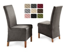 Eva Stuhlhussen Sets, Samt Mikrofaser Stuhlbezug lang, elastische Stretch Husse