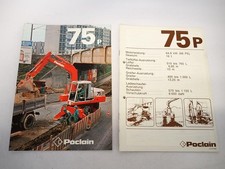 2x Prospekt Poclain 75P Mobilbagger Technische Daten 1980er Jahre