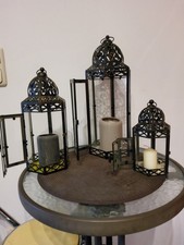 3 er Set Kerzenlaterne Schwarz , Deko Kerzen Windlicht