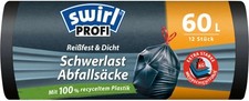 Swirl® Schwerlast-Säcke Profi mit Zugband 60L Reißfest Dicht Müllsack Müllbeutel