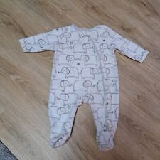 next baby Fleece-Overall Anzug Gr. 3-6 M wollweiß mit grauen Elefanten