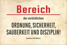 Blechschild Bereich der