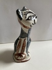 Vintage Studiokeramik rustikale Langhals Katze Keramik Picasso Stil 21 cm