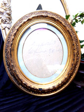 antiker alter ovaler Rahmen Holz geschnitzt gestuckt vergoldet mit Glas 44x39cm