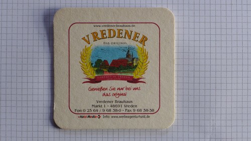 Bierdeckel vredener brauhaus - brauhaus,