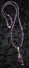 Amethyst Halskette💍Damen Perlenkette 50 cm Sterlingsilber Damen Schmuck