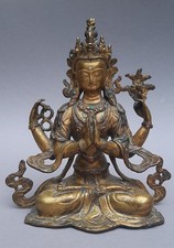 Alte Bronze Statue Buddha Avalokiteshvara