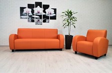 Orange Echtleder Sofagarnitur