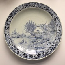 Großer Wandteller "Boch Delfts" Blaumalerei Belgien Sonneville D-39cm (299-2069)