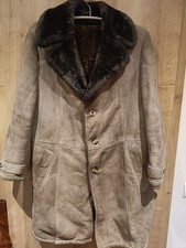 Herren Pelz Mantel Große ca XL braun Lamm Leder innen gewachsenes Fell echt