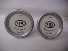 2 HB runde Bilderrahmen silberfarben aus Holz mit Glas + 2 Schlüsselanhänger