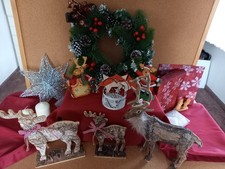 18 Teile Weihnachts-Deko LED-Stern/Kranz Kerzen  Holz/ Metallfiguren - TOP