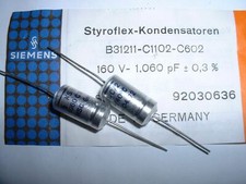 Styroflex-Kondensator  1,06 nF,  160 VDC, 0,3%