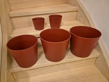 5x bordeaux Übertopf Flori, von Leni, Kunststoff, auch für Hydrokultur geeignet