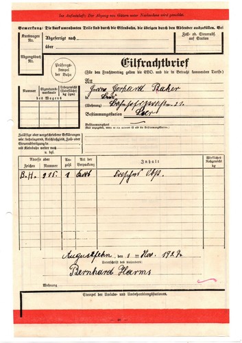 Alte dokumente eilfrachtbrief - alte,